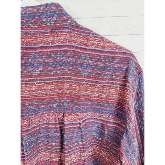 Pilcro Metallic Striped Oversized Buttondown Blouse in Plum, sz Small - Picture 12 of 15